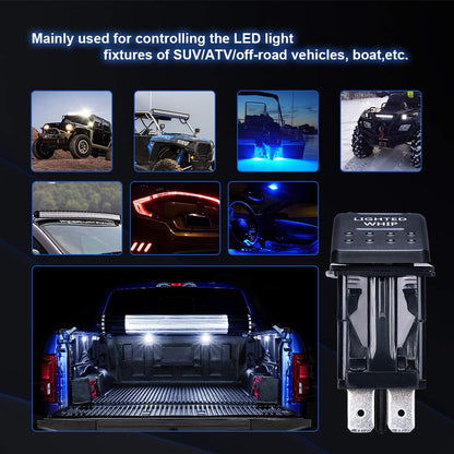 Lighted Whip Illuminated Marine Rocker Switch 12V - Kemimoto