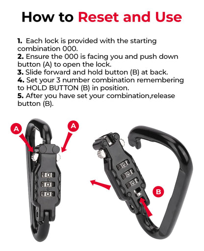 Motorcycle Helmet Lock Combination Lock with Cable Orange - Kemimoto