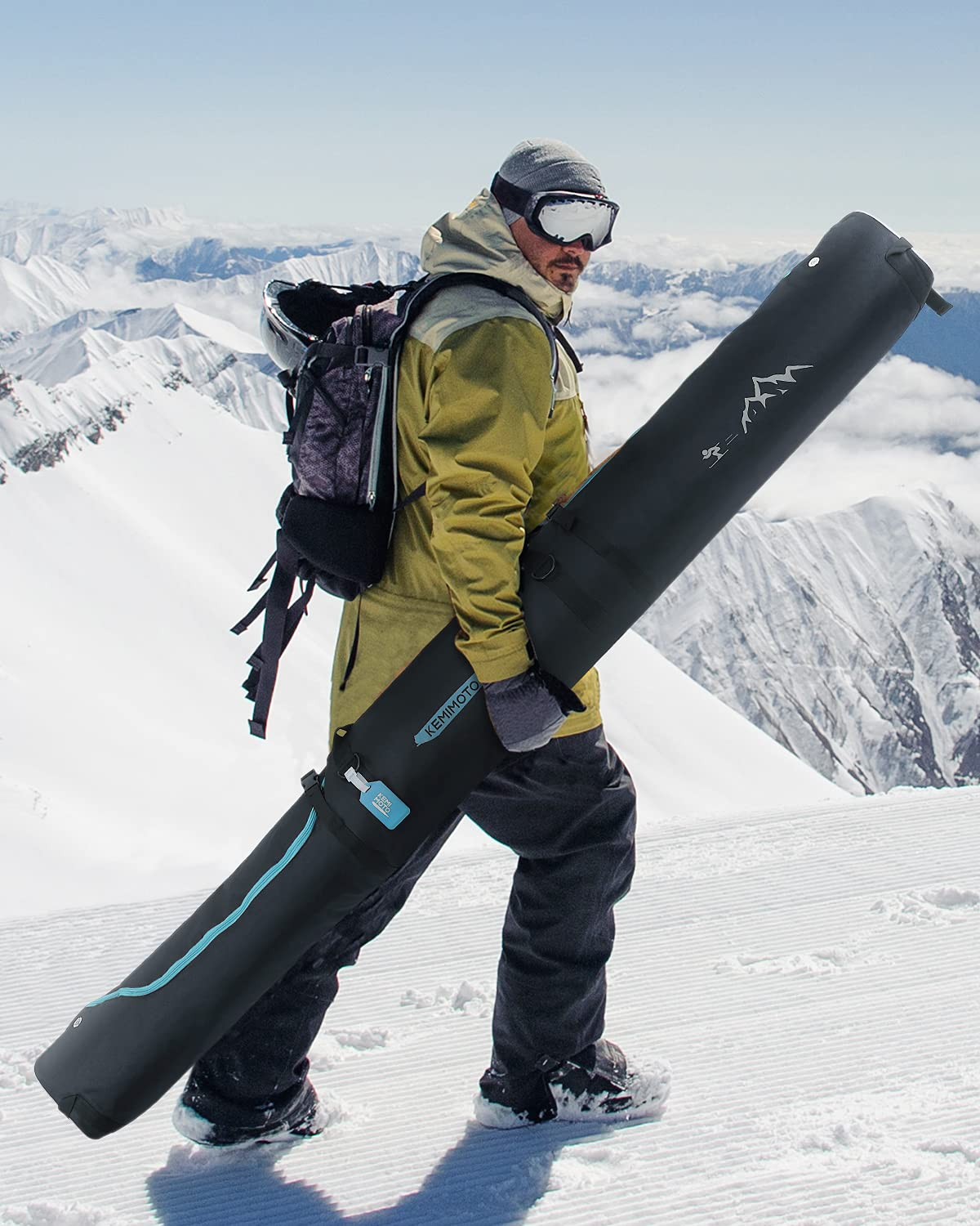 Ski Bag and Boot Bag Combo for Air Travel, Fit Skis Up to 200cm - Kemimoto
