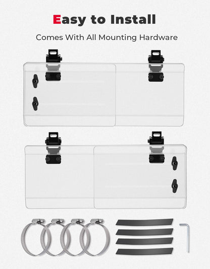 2PCS UTV Side Wind Deflectors For 1.5-2.2 inch Fit RZR, Maverick X3 - Kemimoto