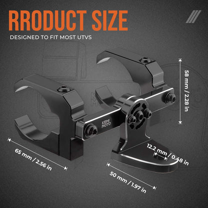 Aluminum UTV Whip Light Mount Bracket for 1.5 to 2" Roll Cage For Can-Am, Polaris - Kemimoto