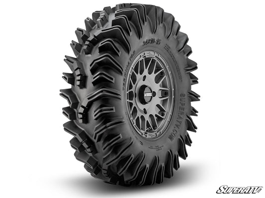 Intimidator Tires 34x10x15 on 15" Matte Titanium Hellfire Wheels 4/156 Pattern