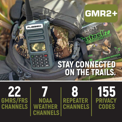 Adventure Pack - Rugged GMR2 PLUS - GMRS and FRS Two Way Handheld Radios with Accessories - Grey