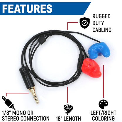 Challenger Semi-Custom Molded Ear Bud Speakers with 1/8  Plug - Stereo