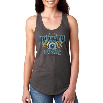 Rugged Radios GARAGE Ladies Racerback Tank Top - Grey - Extra Large