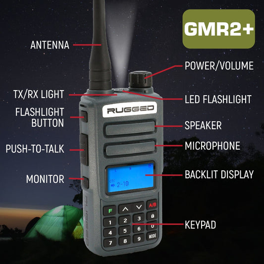 Rugged Gmr2 Plus - Gmrs And Frs Two Way Handheld Radio - Grey