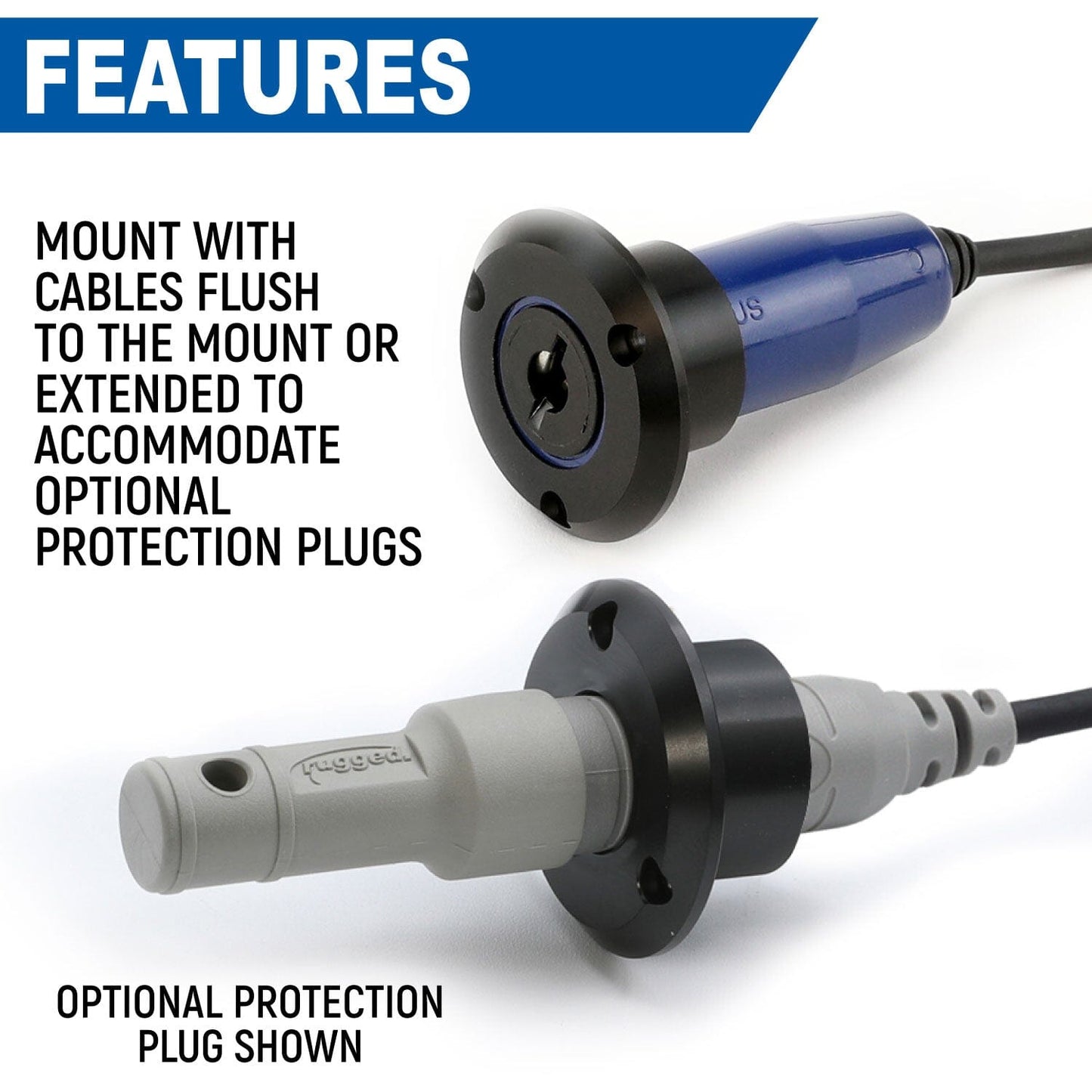 Single Headset / Helmet Jack Flush Mount - Offroad