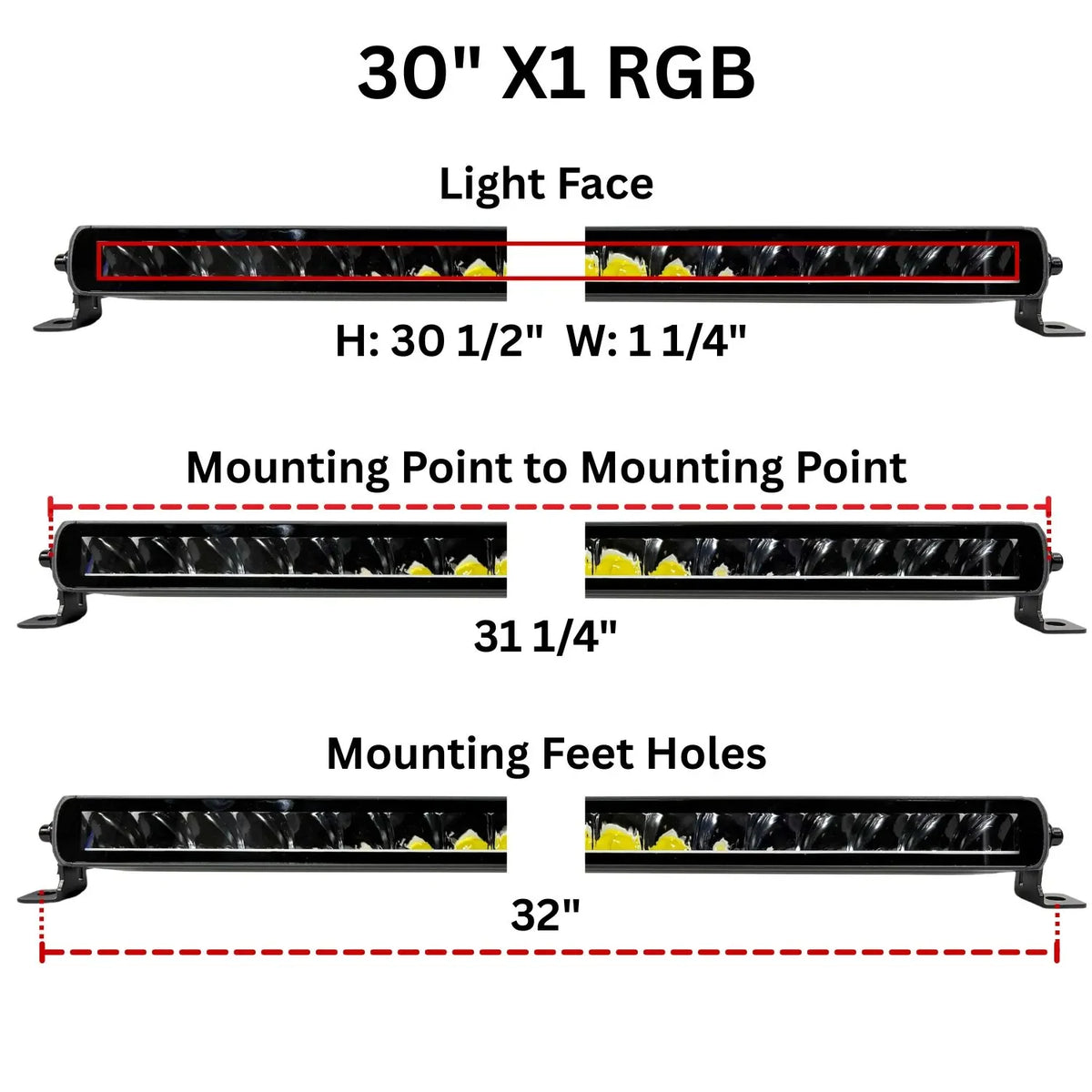 30" Extreme Series Low Profile Combo RGB Light Bar & Harness Kit