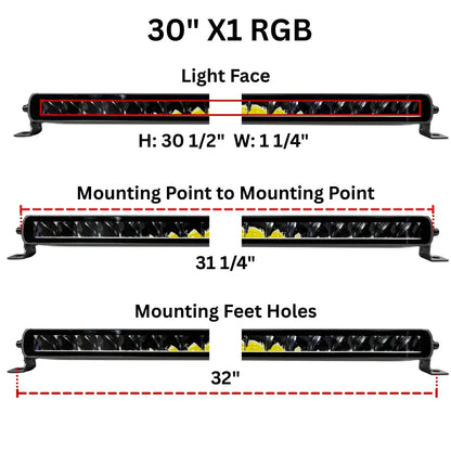 30" Extreme Series Low Profile Combo RGB Light Bar & Harness Kit