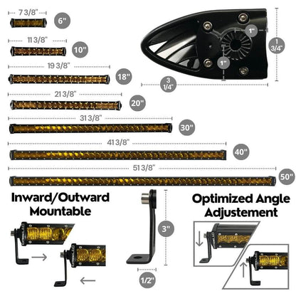 6" All Amber LED Light Bar - 30W Single Row Combo Beam
