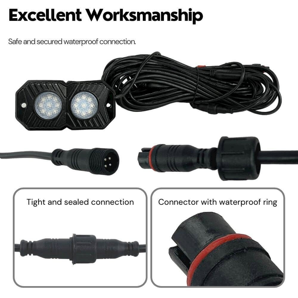 Dual LED Rock Light Kit - RGB 4 Pack