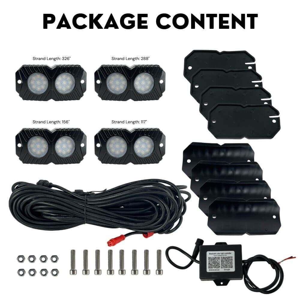 Dual LED Rock Light Kit - RGB 4 Pack