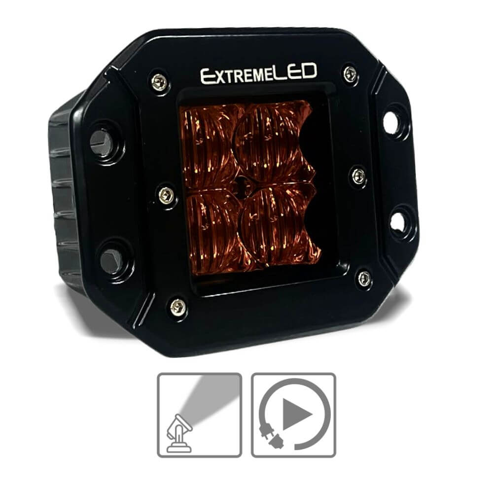 Amber Flood Flush Mount Extreme Series 3" LED Light Pod