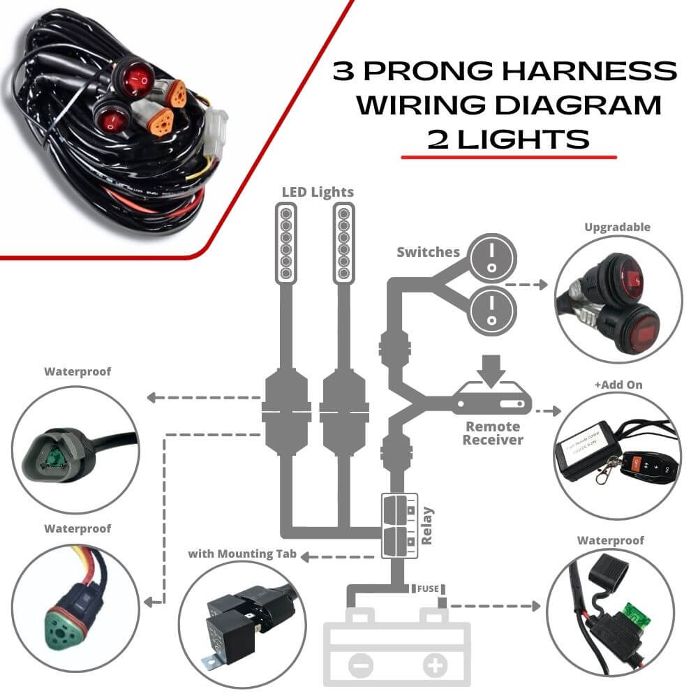 Extreme LED 4" 940nm Infrared & White Hybrid LED Light Pod Pair & Harness Kit