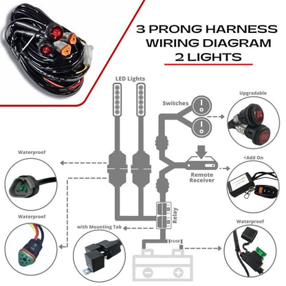 Extreme LED 4" 940nm Infrared & White Hybrid LED Light Pod Pair & Harness Kit