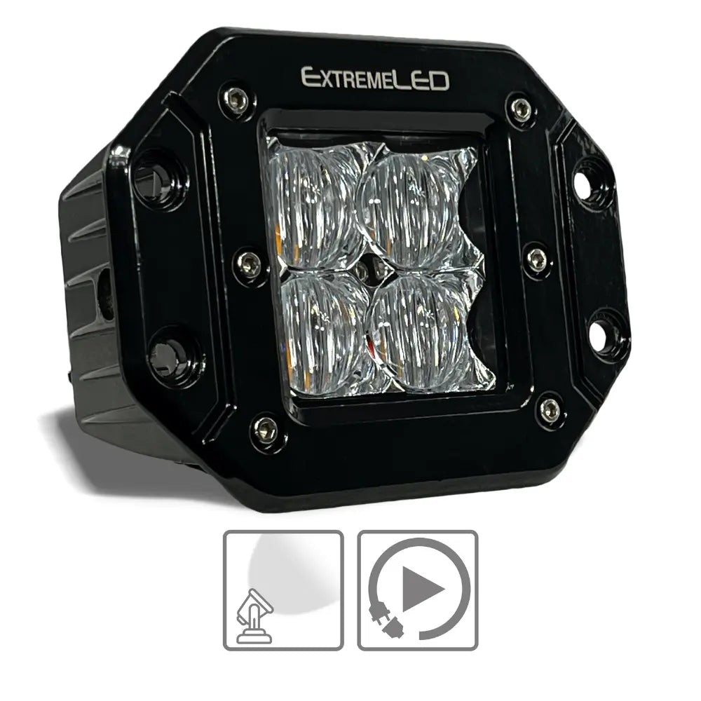 Amber (Orange) Flood Flush Mount Extreme Series 3" LED Light Pod