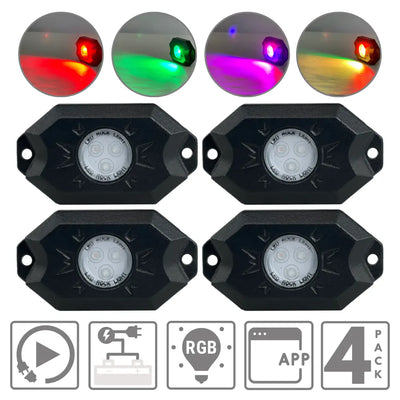 True White RGB LED Rock Lights (RGBW/4 Pack)