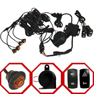 Univsersal Turn Signal Kit W/ Horn and Rocker Switches with 4 blinkers