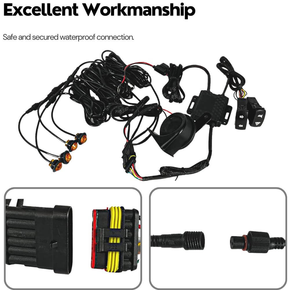 Univsersal Turn Signal Kit W/ Horn and Rocker Switches with 4 blinkers