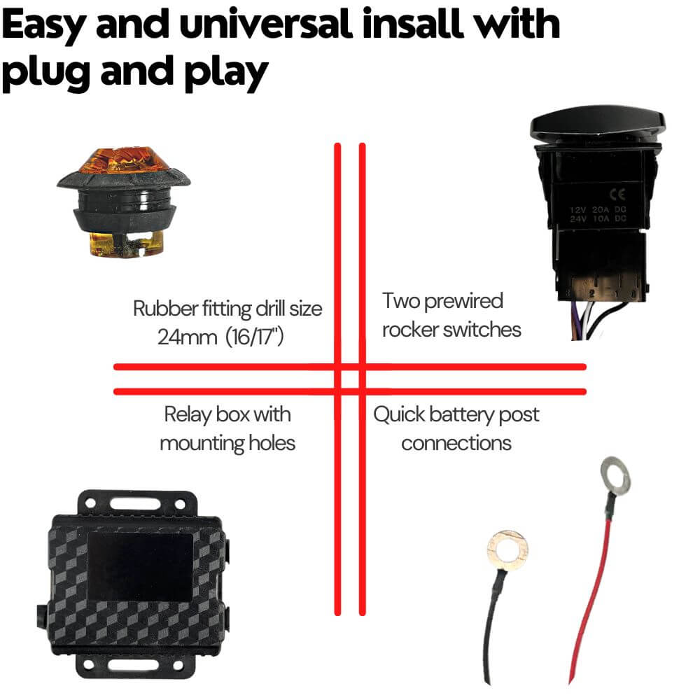Univsersal Turn Signal Kit W/ Horn and Rocker Switches with 4 blinkers