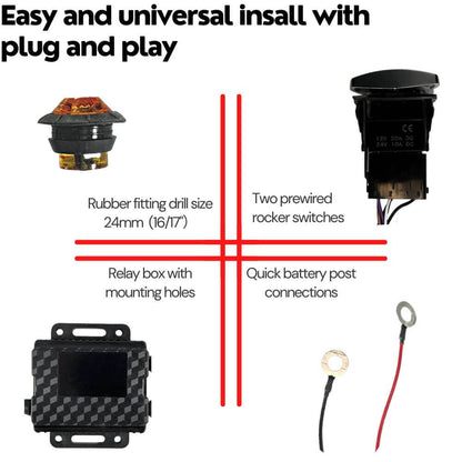 Univsersal Turn Signal Kit W/ Horn and Rocker Switches with 4 blinkers