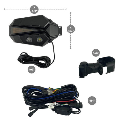 UTV/ATV Side Mirrors w/ Green, Yellow and White Lights