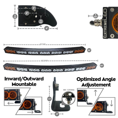 44" Curved X6 Amber/White 240W Combo Beam LED Light Bar & Harness Kit