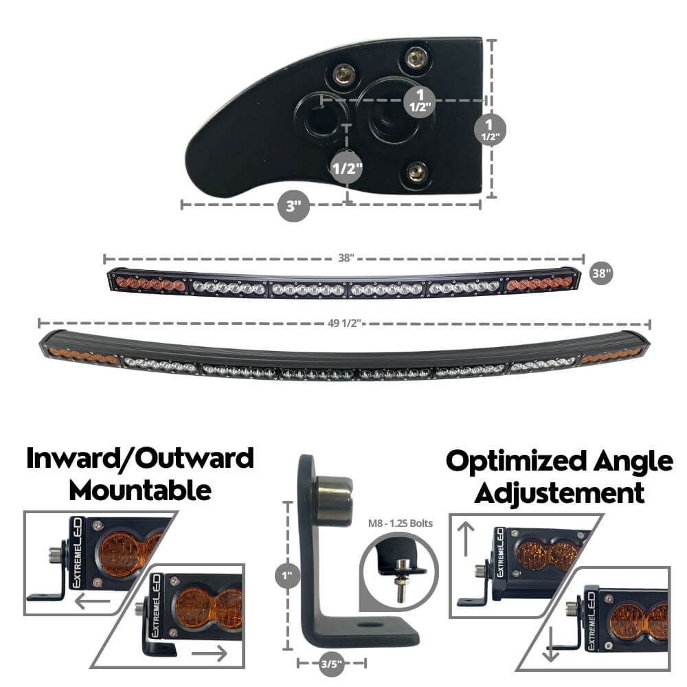 50" Curved X6S Slim Amber/White 240W LED Light Bar & Harness