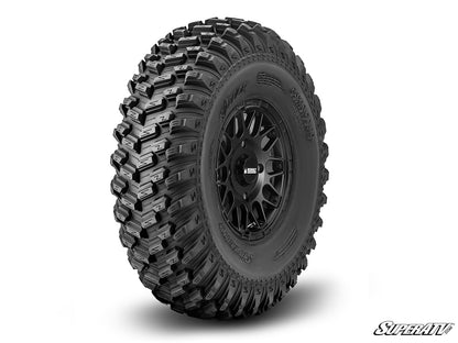 Sticky XT Warrior Tires 35x10x15 on 15x7 Assault Industries Hellfire Satin Black Wheels 4/156 Pattern