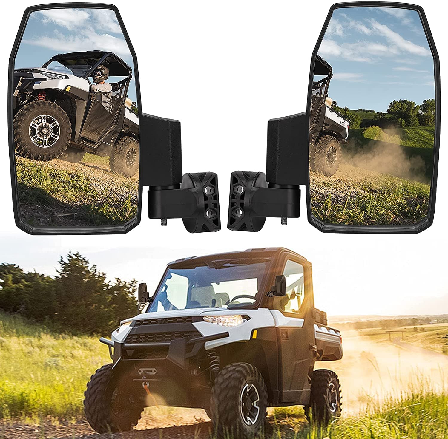 Wider UTV Side Mirrors Pro-Fit for Polaris Ranger XP/ General/ Defender (1 pair) - Image 7