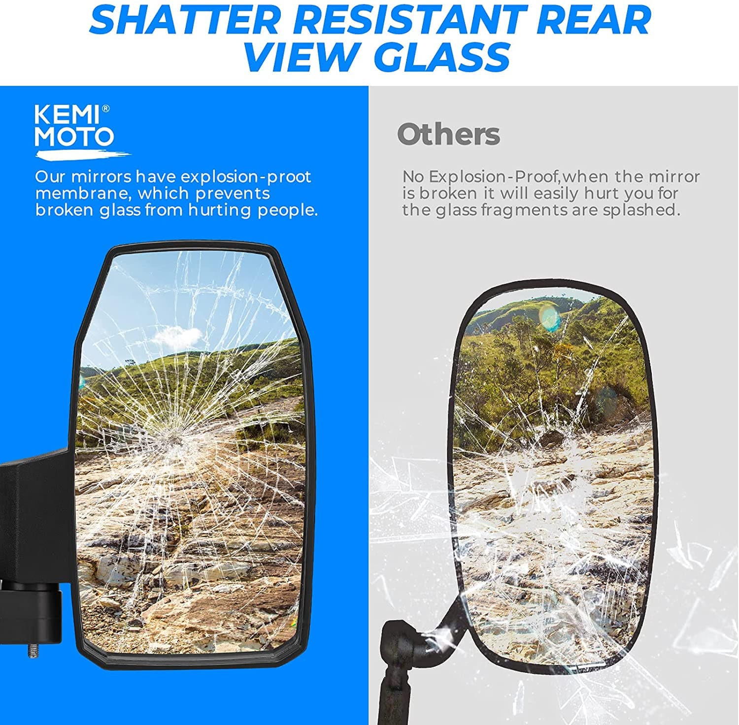 Wider UTV Side Mirrors Pro-Fit for Polaris Ranger XP/ General/ Defender (1 pair) - Image 5