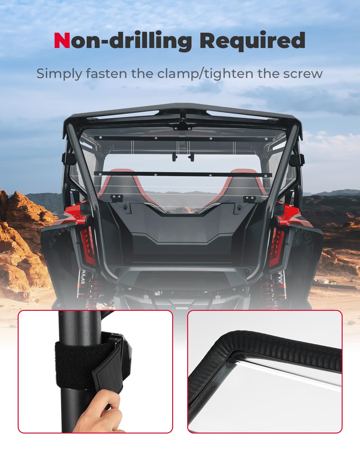 UTV Rear Windshield Sliding Vented Back Window for Talon 1000X-4 - Image 5
