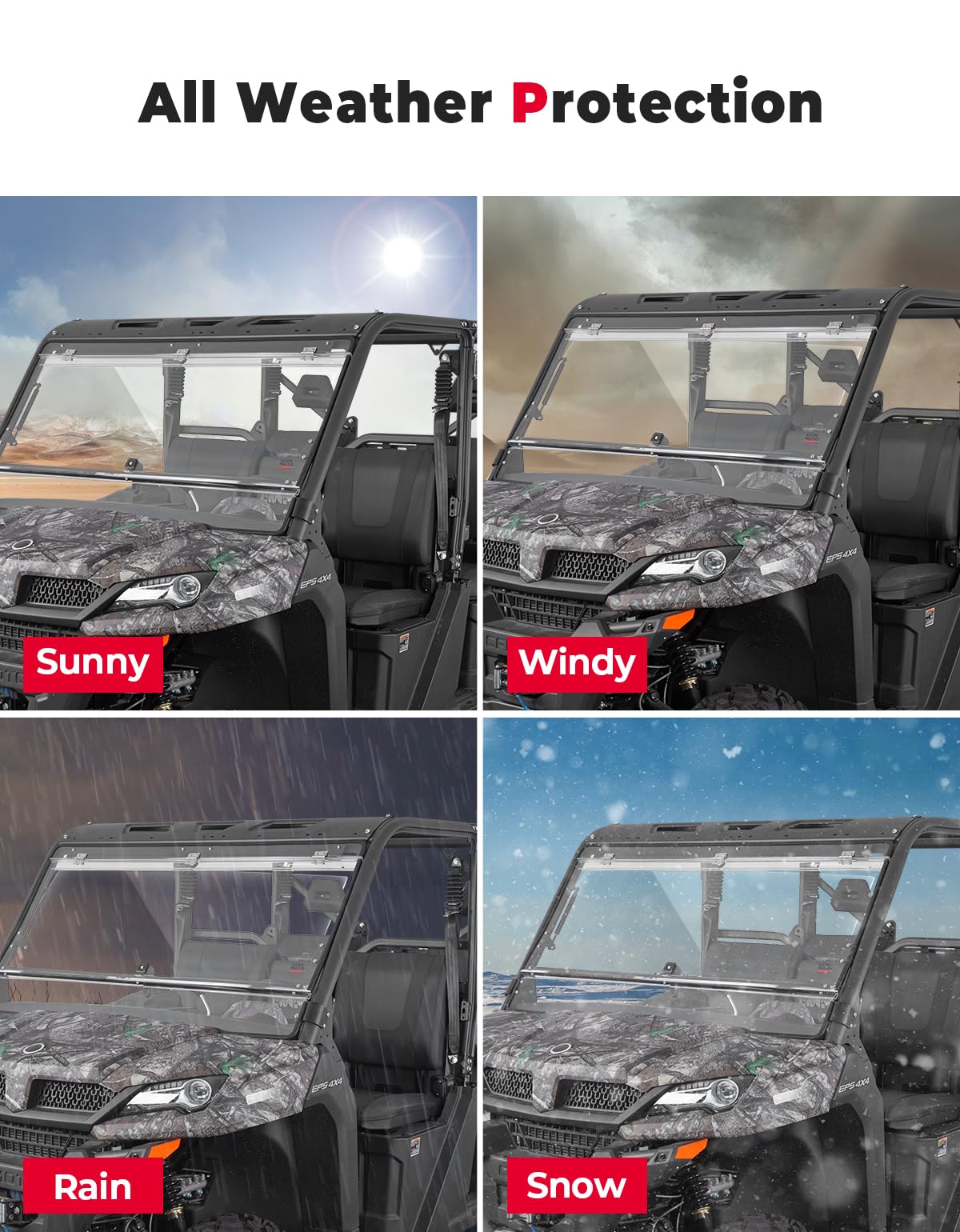 2-IN-1 Flip Windshield for CFMOTO UForce 1000 / 1000XL - Image 8